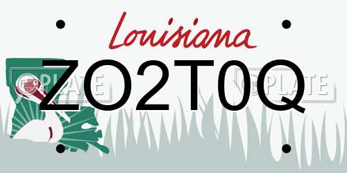 ZO2T0Q Louisiana License Plate