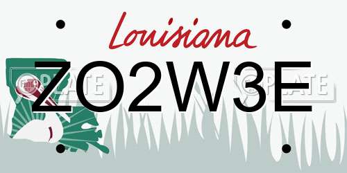 ZO2W3E Louisiana License Plate