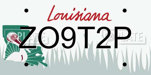 ZO9T2P Louisiana License Plate