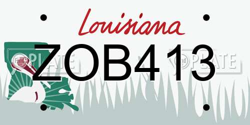 ZOB413 Louisiana License Plate