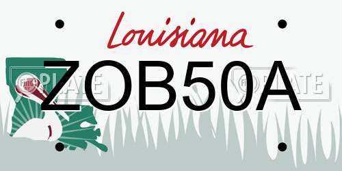 ZOB50A Louisiana License Plate
