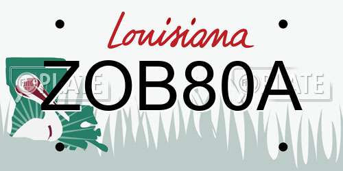 ZOB80A Louisiana License Plate