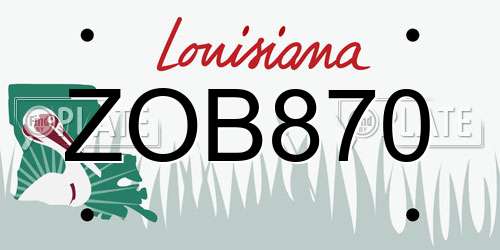 ZOB870 Louisiana License Plate