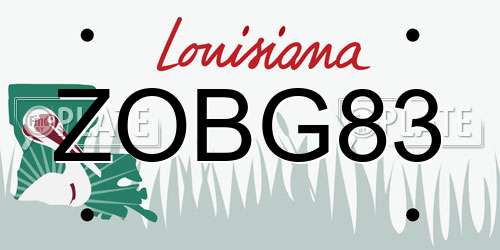 ZOBG83 Louisiana License Plate
