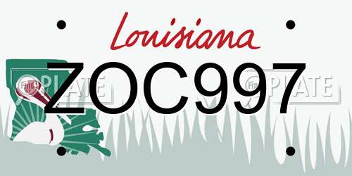 ZOC997 Louisiana License Plate
