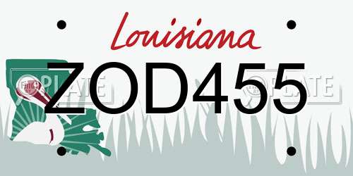 ZOD455 Louisiana License Plate