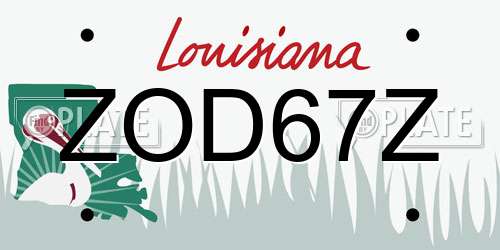 ZOD67Z Louisiana License Plate