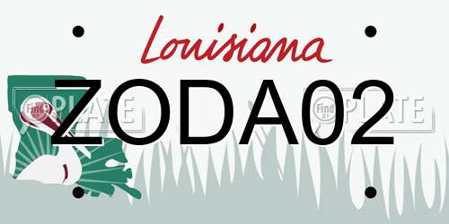ZODA02 Louisiana License Plate