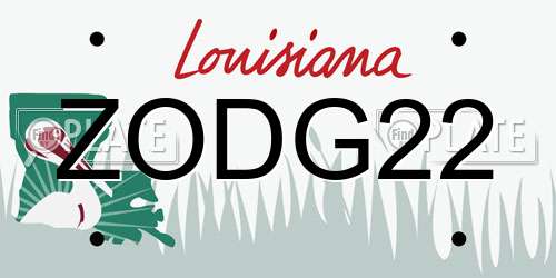ZODG22 Louisiana License Plate