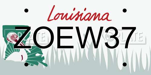 ZOEW37 Louisiana License Plate