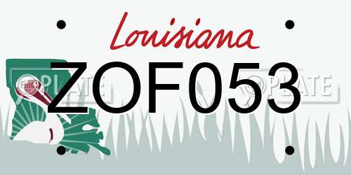 ZOF053 Louisiana License Plate