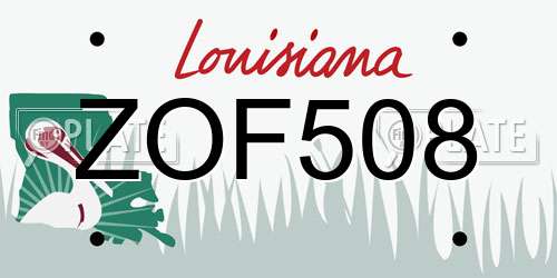 ZOF508 Louisiana License Plate