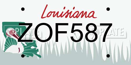 ZOF587 Louisiana License Plate