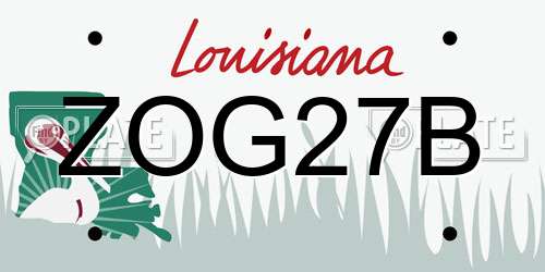 ZOG27B Louisiana License Plate