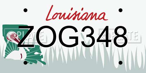 ZOG348 Louisiana License Plate