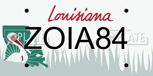 ZOIA84 Louisiana License Plate