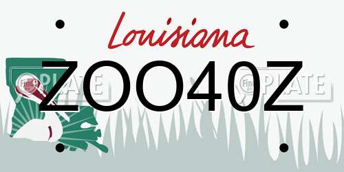 ZOO40Z Louisiana License Plate