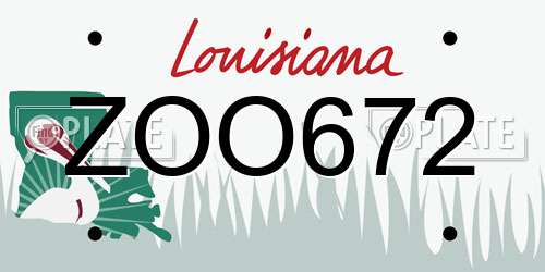 ZOO672 Louisiana License Plate