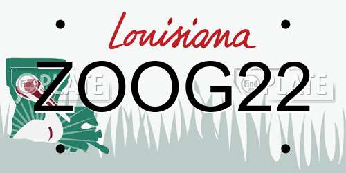 ZOOG22 Louisiana License Plate