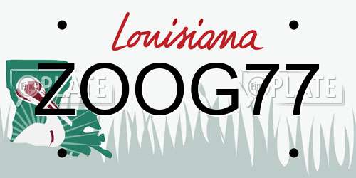 ZOOG77 Louisiana License Plate