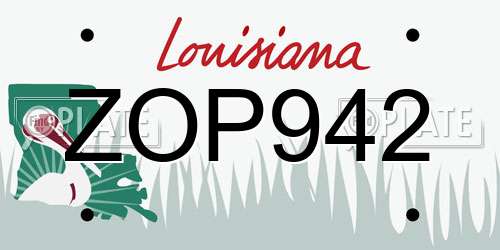 ZOP942 Louisiana License Plate
