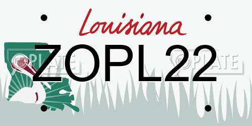 ZOPL22 Louisiana License Plate
