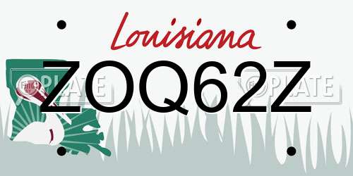ZOQ62Z Louisiana License Plate