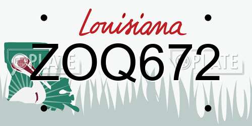 ZOQ672 Louisiana License Plate