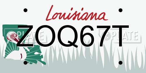 ZOQ67T Louisiana License Plate