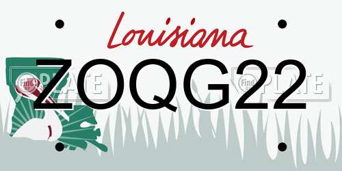 ZOQG22 Louisiana License Plate