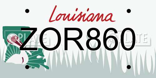 ZOR860 Louisiana License Plate
