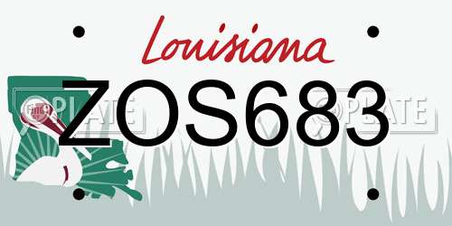 ZOS683 Louisiana License Plate