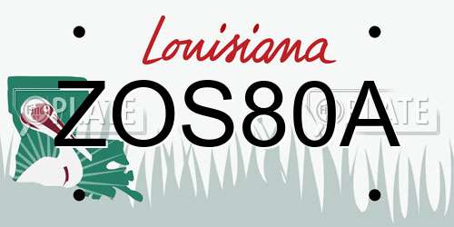 ZOS80A Louisiana License Plate