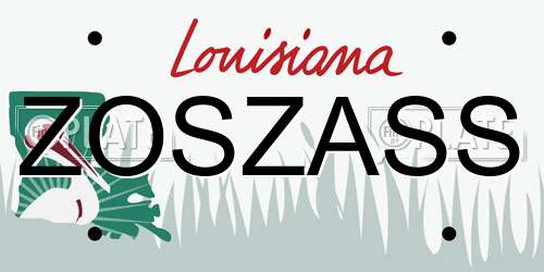ZOSZASS Louisiana License Plate