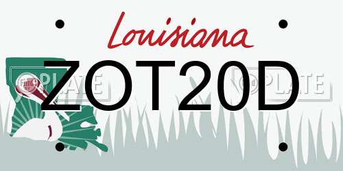 ZOT20D Louisiana License Plate