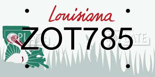 ZOT785 Louisiana License Plate