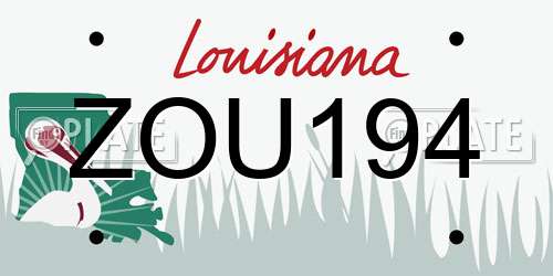 ZOU194 Louisiana License Plate