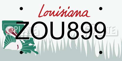 ZOU899 Louisiana License Plate