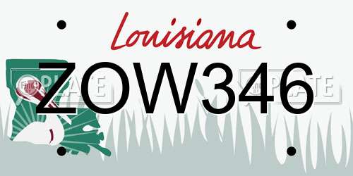 ZOW346 Louisiana License Plate