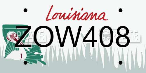 ZOW408 Louisiana License Plate