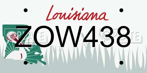 ZOW438 Louisiana License Plate