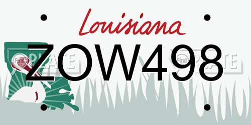 ZOW498 Louisiana License Plate