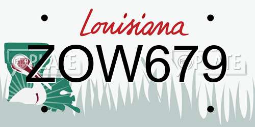ZOW679 Louisiana License Plate