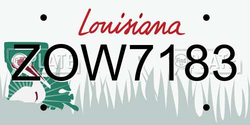ZOW7183 Louisiana License Plate