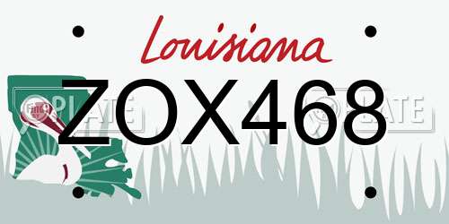 ZOX468 Louisiana License Plate