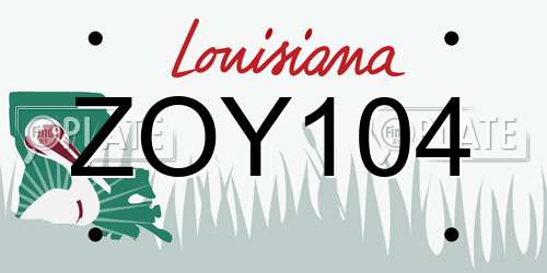 ZOY104 Louisiana License Plate