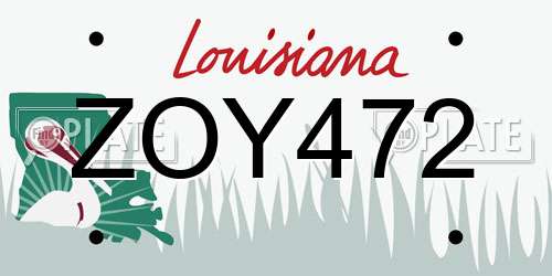 ZOY472 Louisiana License Plate