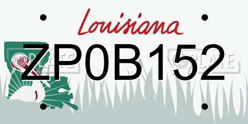 ZP0B152 Louisiana License Plate