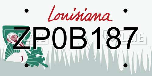 ZP0B187 Louisiana License Plate