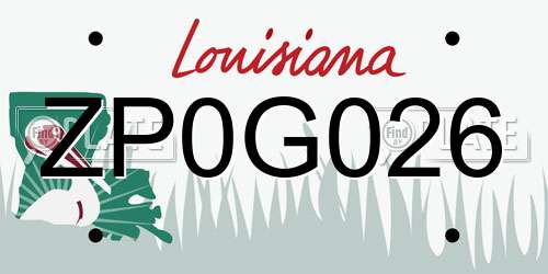 ZP0G026 Louisiana License Plate